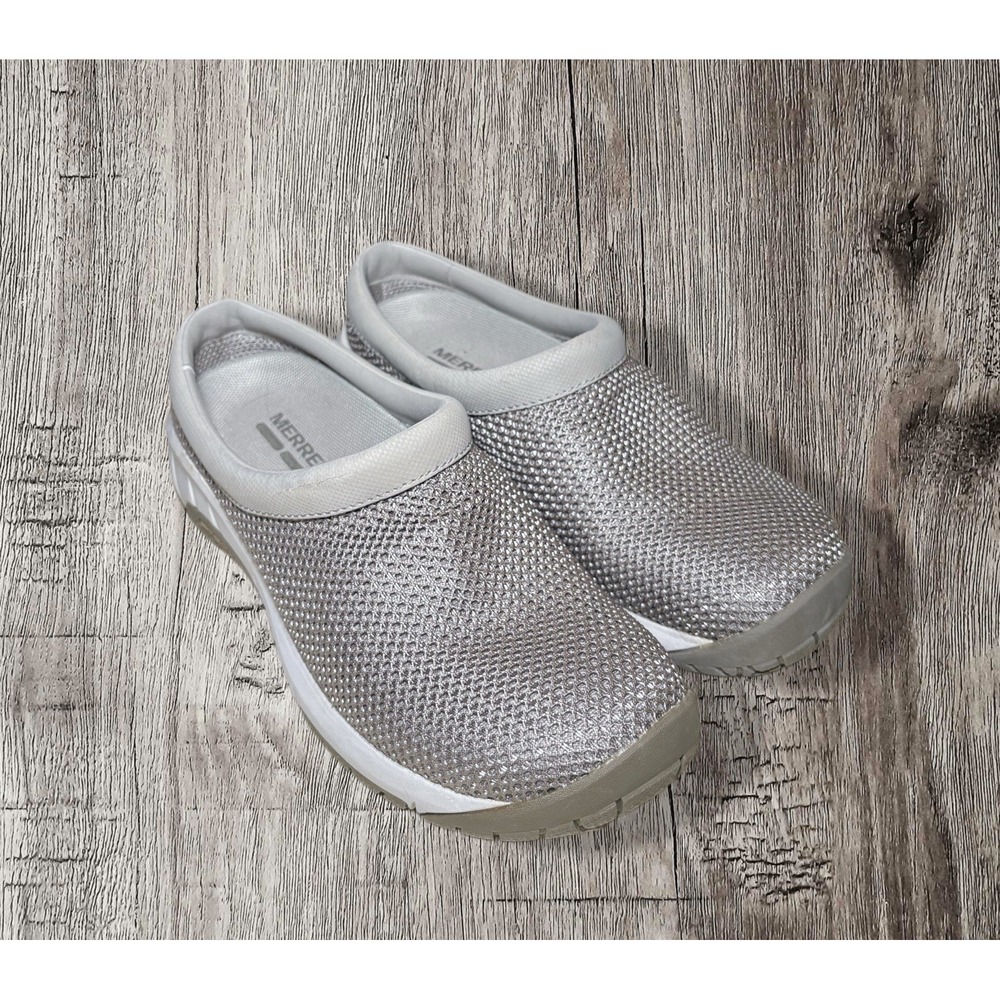 Women's Merrell 6.5 Select Fresh Grip Sole Slip On Grey Clog Mules Shoes